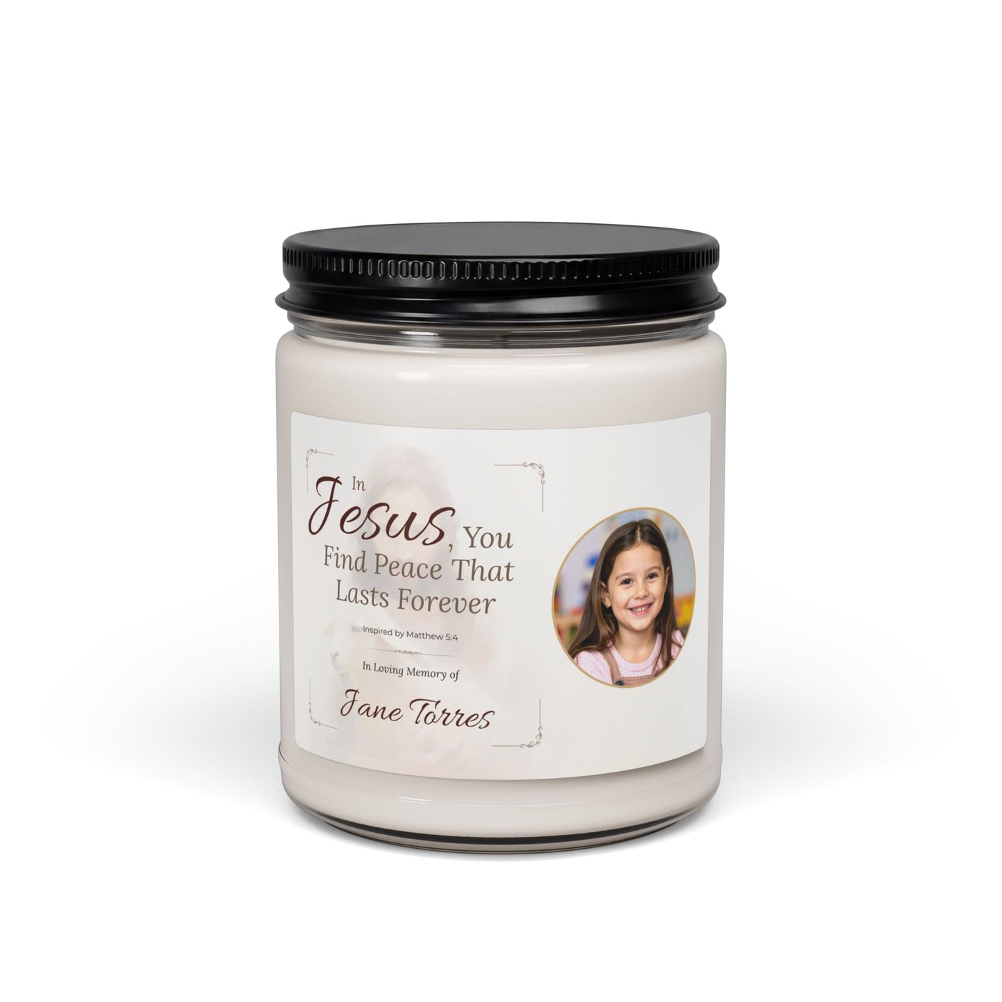 Lasting Peace Memorial Photo Candle | Personalized Christian Sympathy Gift for Loss of Child