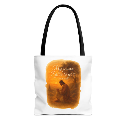 Inspirational Tote Bag - My Peace I Give to You - John 14:27 Memorial Gift