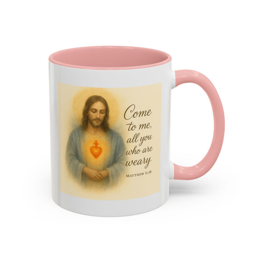 Memorial Accent Coffee Mug - Come to Me, All You Who Are Weary - Matthew 11:28