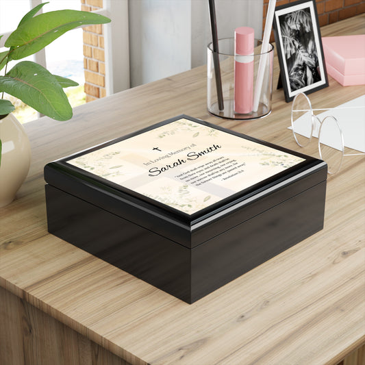 Personalized Memorial Jewelry Box for Loved Ones – In Loving Memory with Revelation 21:4