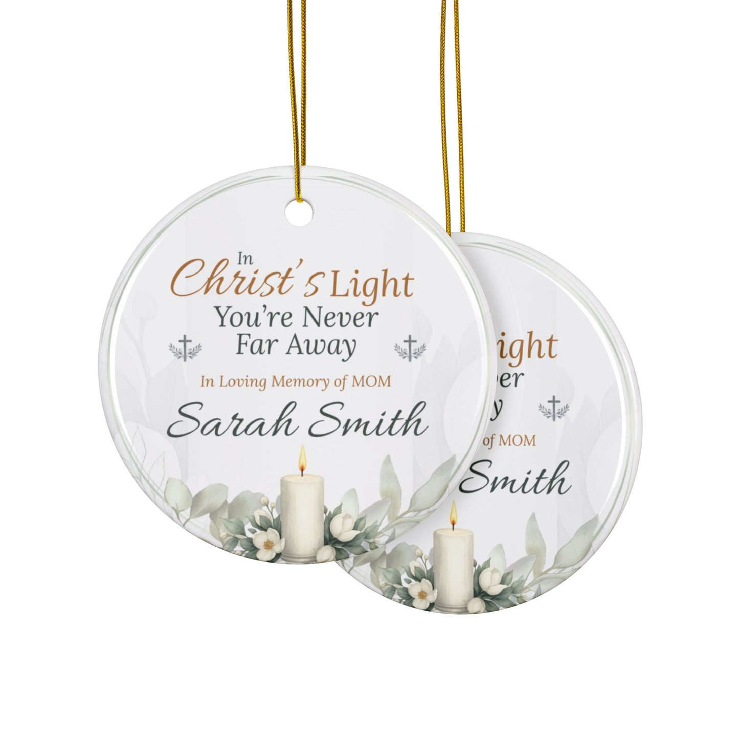 Christ’s Light Memorial Ornament | Personalized Christian Sympathy Gift for Loss of Mother