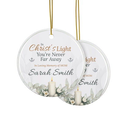 Christ’s Light Memorial Ornament | Personalized Christian Sympathy Gift for Loss of Mother