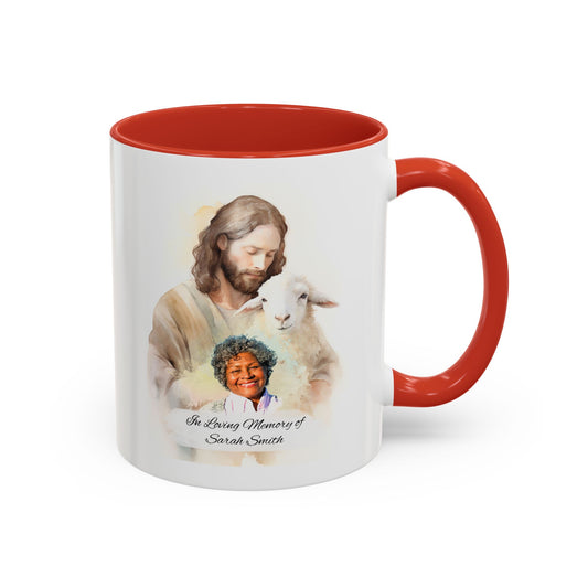 Custom Memorial Accent Coffee Mug with Photo and Text – Sacred Shepherd Keepsake