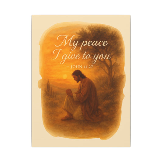 Inspirational Memorial Art Canvas, Bible Verse My Peace I Give to You Keepsake, Eternal Memory Wall Decor
