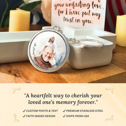 Jesus Memorial Photo Keychain, Christian Sympathy Gift, Photo Memory Keepsake