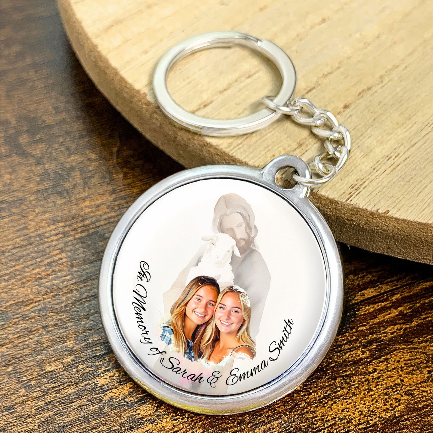 Personalized Jesus Memorial Keychain, Christian Gift, Photo Memory Keychain