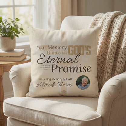 In Loving Memory Pillow – Eternal Promise Design | Personalized Christian Memorial & Sympathy Gift | Loss of Father