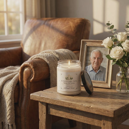 Christ’s Light Memorial Candle | Personalized Christian Sympathy Gift for Loss of Father