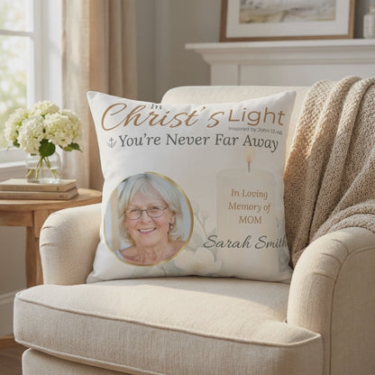 In Loving Memory Pillow – Christ’s Light Design | Personalized Christian Memorial & Sympathy Gift