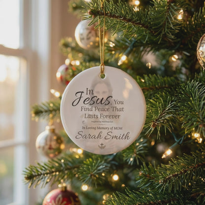 In Jesus You Find Peace Memorial Ornament | Personalized Christian Sympathy Gift for Loss of Mother