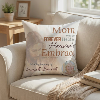 In Loving Memory Pillow – Heaven’s Embrace Design | Personalized Christian Memorial & Sympathy Gift