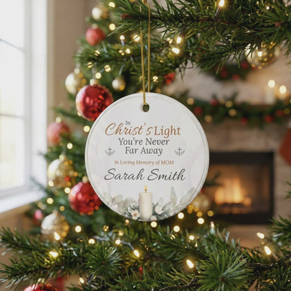 Christ’s Light Memorial Ornament | Personalized Christian Sympathy Gift for Loss of Mother