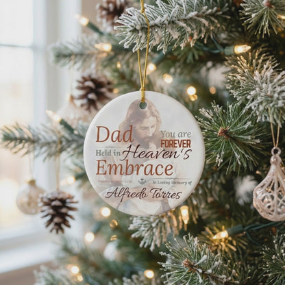 Heaven’s Embrace Memorial Ornament | Personalized Christian Sympathy Gift for Loss of Father