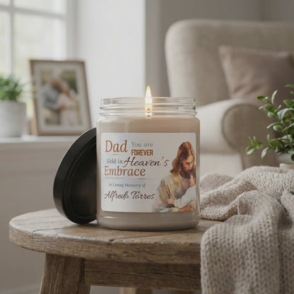 Heaven’s Embrace Memorial Candle | Personalized Christian Sympathy Gift for Loss of Father