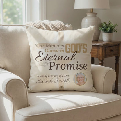 In Loving Memory Pillow – Eternal Promise Design | Personalized Christian Memorial & Sympathy Gift